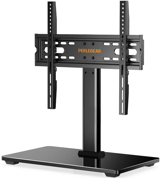 Perlegear TV Ständer TV Standfuss Universal für 26-55 Zoll OLED LCD Flach & Curved Fernseher bis zu 40kg, Max.VESA 400x400mm, Höhenverstellbar & Stabile Base