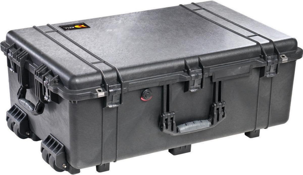 PELI 1650 Koffer, mit Schaumstoff-Einsatz: Rasterschaumstoff zur individuellen Anpassung im Boden, Noppenschaumstoff im Deckel, Gewicht kg: 13.4, 1650-020-110E, Farbe: Schwarz