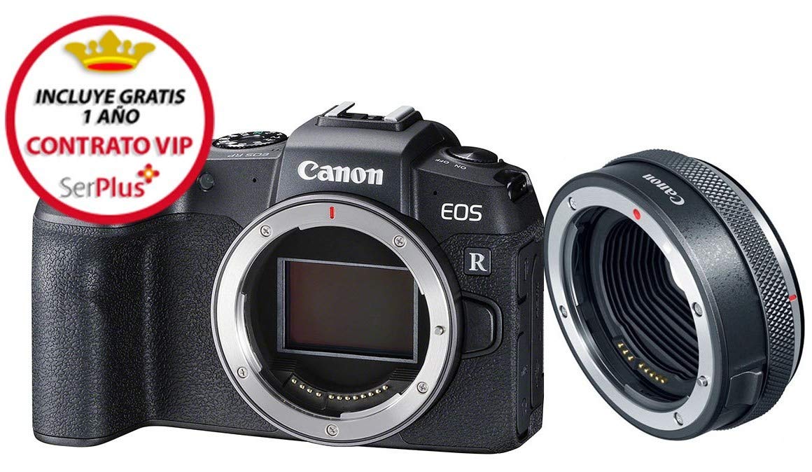 Canon EOS RP Systemkamera - mit Vollformat-Sensor + Adapter EF-EOS R (spiegellos, 26,2 MP, 7,5cm (3 Zoll) Clear View LCD II Display, Digic 8, 4K Video, WLAN, Bluetooth), schwarz