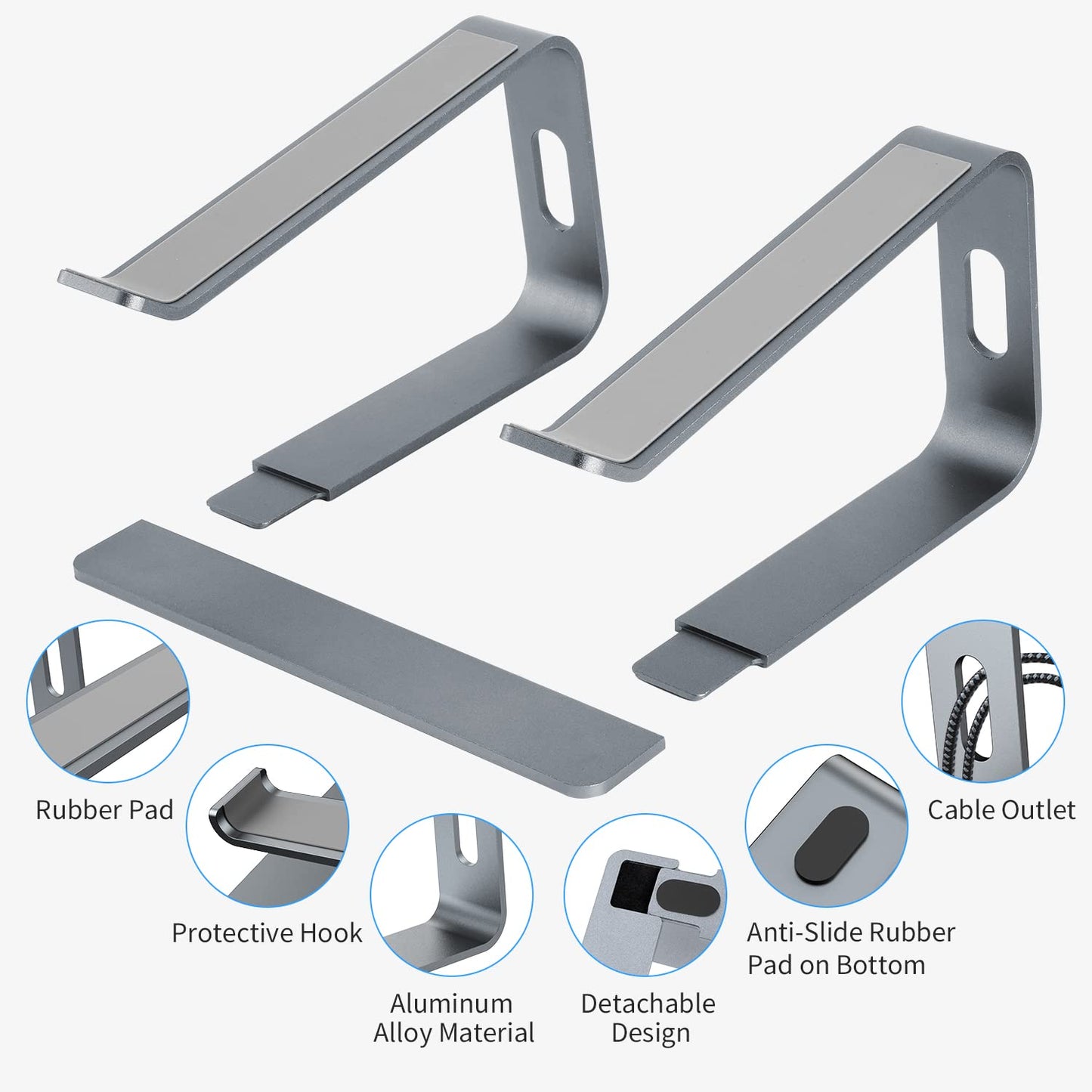Bewahly Laptop Ständer, Ergonomisch Notebook Ständer, Aluminium Halter, Halterung, Stand für MacBook Pro/Air, Samsung, Huawei MateBook, Surface, Dell, HP, Lenovo und mehr 10"~17" Laptops (Grau)