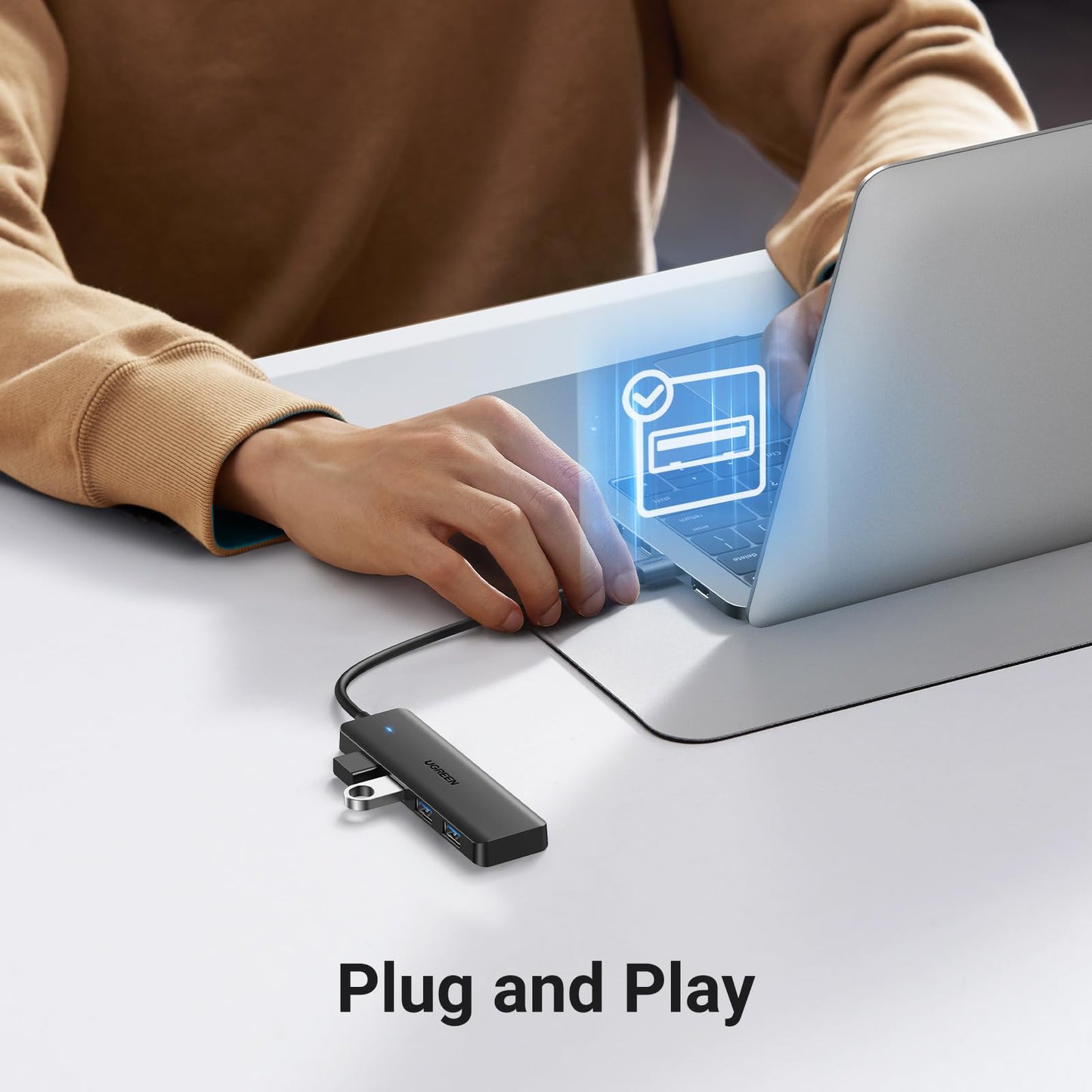UGREEN 4-Port USB 3.0 Hub USB Verteiler 5Gbps USB Mehrfachstecker USB Splitter für MacBook, iMac, Surface, Dell, Thinkpad, USB Stick, Mobile HDD, Desktop PC und mehr (15cm)