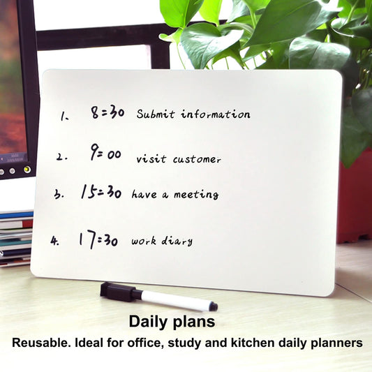 Hisredsun 2 Stück Small Dry Erase White Board, 21 x 29.7 cm Doppelseitiges Mini Whiteboard mit 2 Stiften und 2 Radiergummis, Langlebige tragbare Whiteboards für Klassenzimmer, Zuhause und Büro