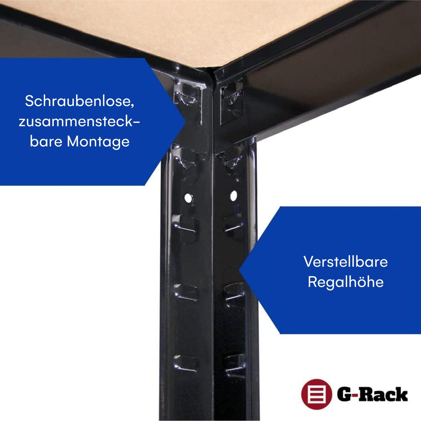 G-Rack Garagenregal | 2 schwarzes 5 Etagen Regal, 875KG Kapazität, 175KG pro Regalbrett | 5 Jahre Garantie | 180x90x30 cm