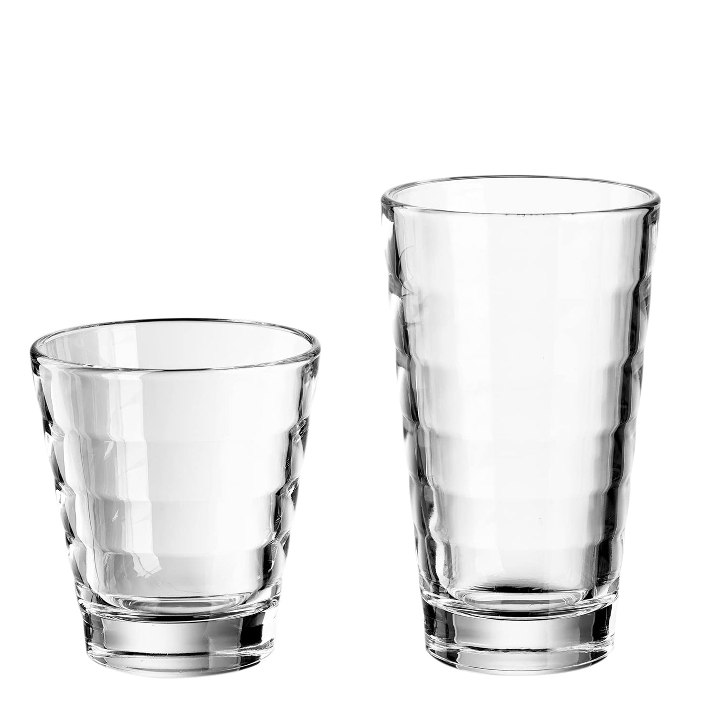 LEONARDO HOME Onda Wasser-Gläser, 12 Stück (1er Pack), spülmaschinengeeignete Saft-Gläser, Trink-Becher aus Glas mit Muster, 12 teilig, 210 ml, 300 ml, Klar, 011019