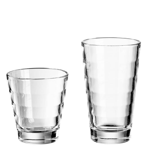 LEONARDO HOME Onda Wasser-Gläser, 12 Stück (1er Pack), spülmaschinengeeignete Saft-Gläser, Trink-Becher aus Glas mit Muster, 12 teilig, 210 ml, 300 ml, Klar, 011019