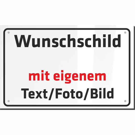 INDIGOS UG - Schilder - WUNSCHTEXT Schild - Alu-Dibond 8 Größen - personalisiert mit Foto und Text - Logo - für Garage, Hotel, Parkplatz, Schule, Carport, Firma