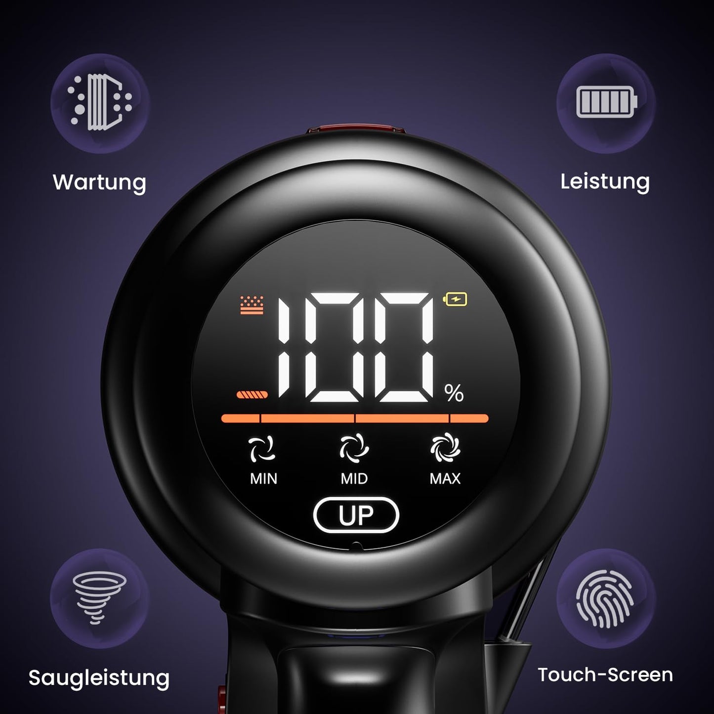 Avalsor Akku Staubsauger 45000Pa/550W/65Min, 1.5L Staubsauger Kabellos mit LED Touchscreen und mit Anti-Tangle-Bürste, Akku Staubsauger Kabellos mit 8 Schichten Filter für Hartböden/Teppich/Tierhaare