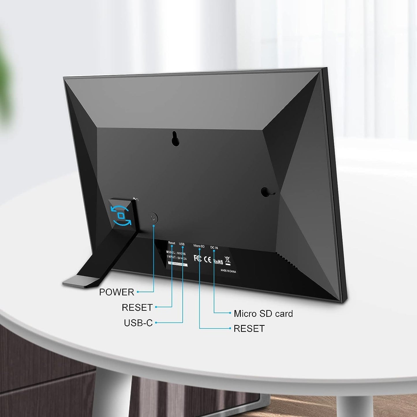 Zcyge WLAN Digitaler Bilderrahmen 10.1 Zoll，Videoclips und Fotos sofort per E-Mail oder App teilen，Automatische Bilderdrehung, Energiesparender Bewegungssensor,Schwarz…