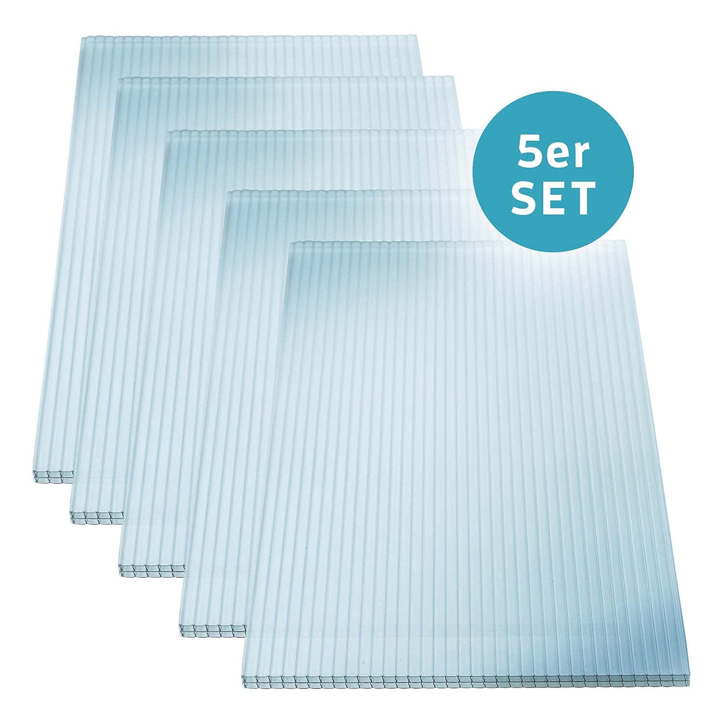 KAISER plastic® Doppelstegplatten 16/20 | Xtra Strong (PC) | 98 cm Breite x 200 cm Länge | 5er Set | Farbe: Klar und UV-geschützt