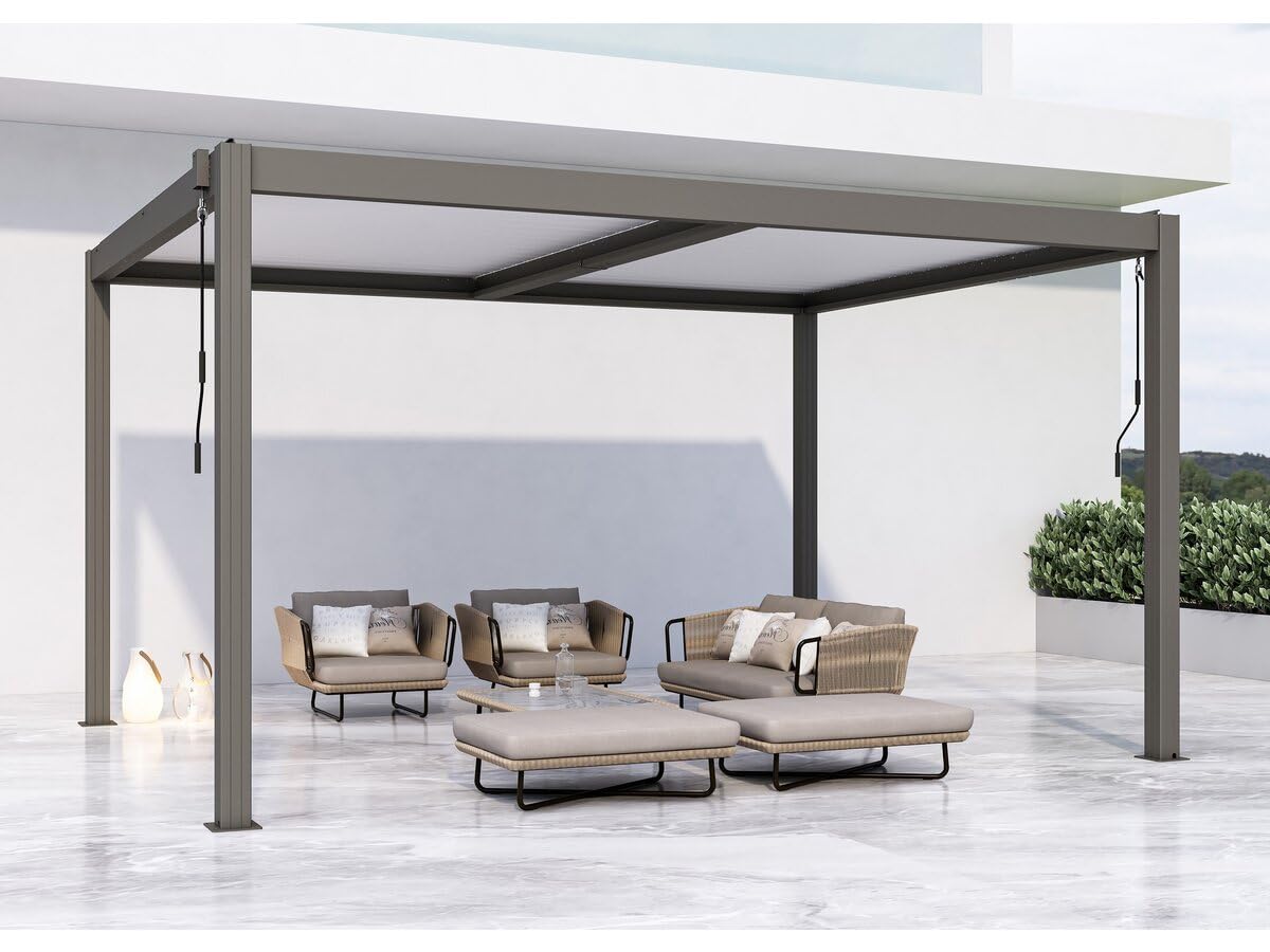 Bioklimatische Pergola "Windsor" mit Led aus Aluminium 3 x 4 - Taupe