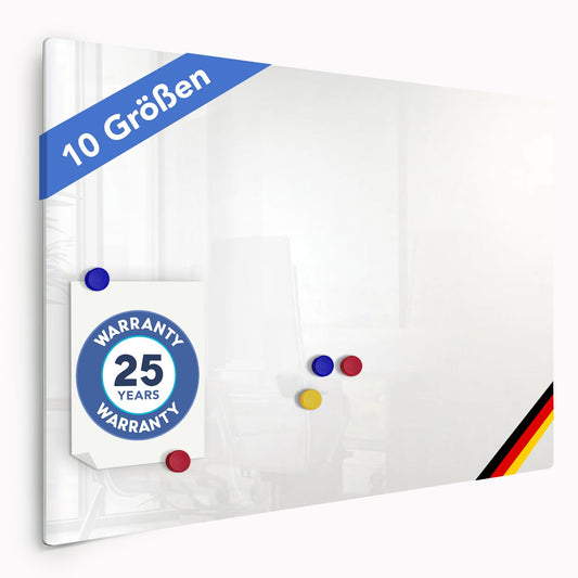 Premium Magnettafel aus Glas, Whiteboard rahmenlos, Pinnwand magnetisch, Glastafel inkl. 5 Magnete, Magnetwand beschreibbar, Wandtafel, Memoboard (120 x180 cm)