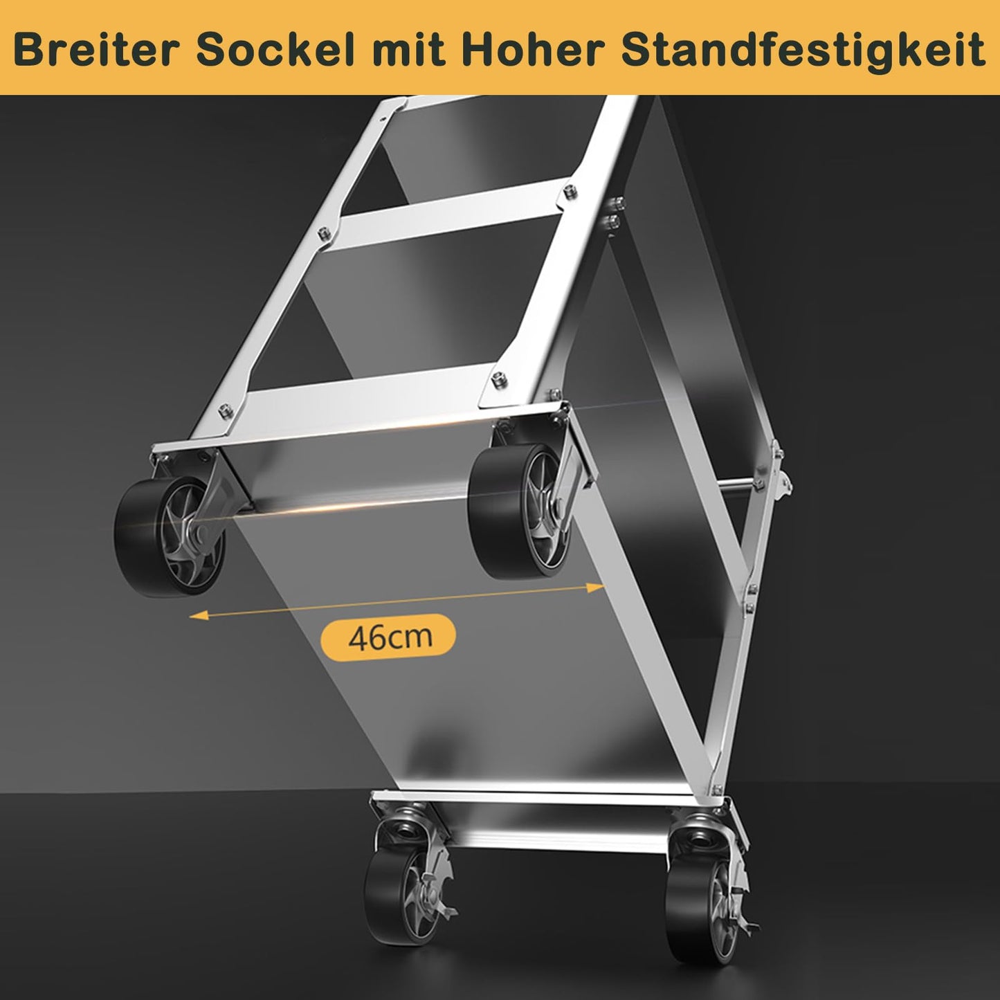 Edelstahl Rollwagen Werkstatt, 3-Etagen Rollbar Montagewagen mit 500kg Tragkraft, Multifunktionaler Materialwagen mit Rollen, Kommissionierwagen, Vielzweckwagen für Garage, Werkstatt, 78 x 46 x 92cm