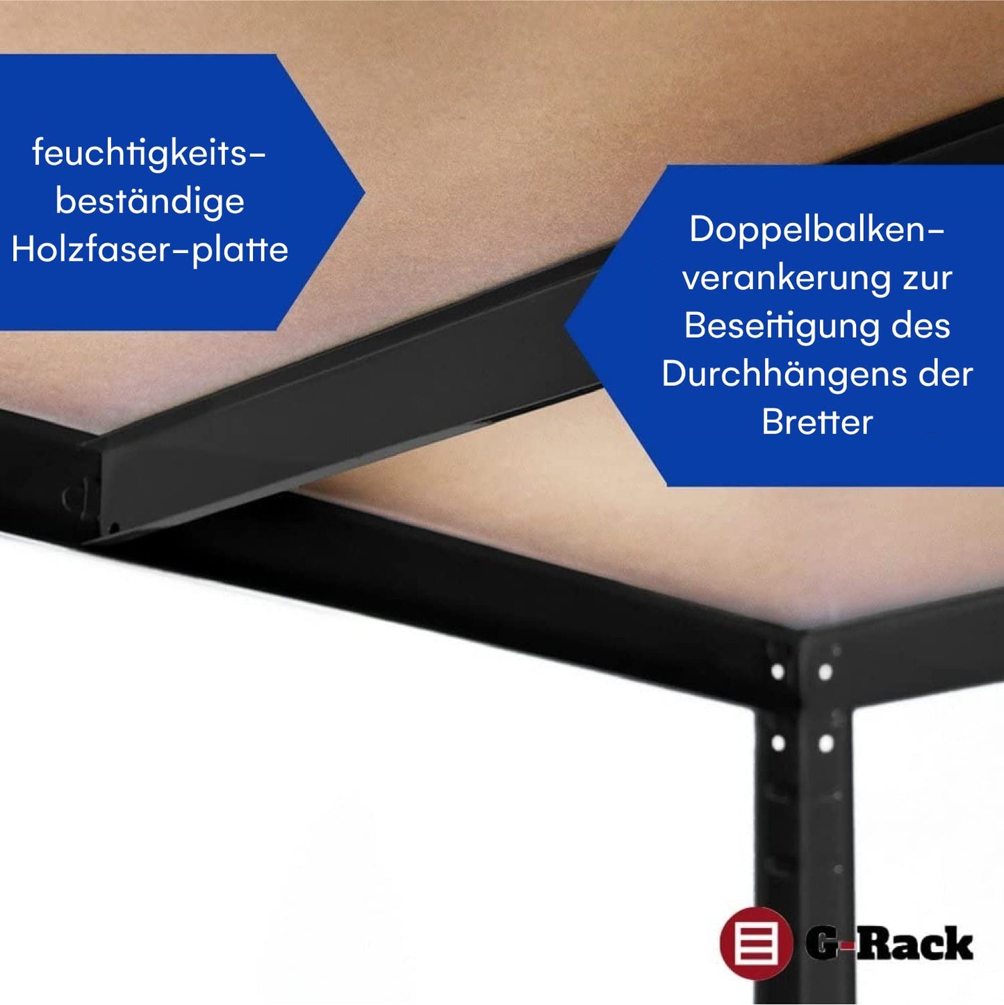 G-Rack Garagenregal | 2 schwarzes 5 Etagen Regal, 875KG Kapazität, 175KG pro Regalbrett | 5 Jahre Garantie | 180x90x30 cm