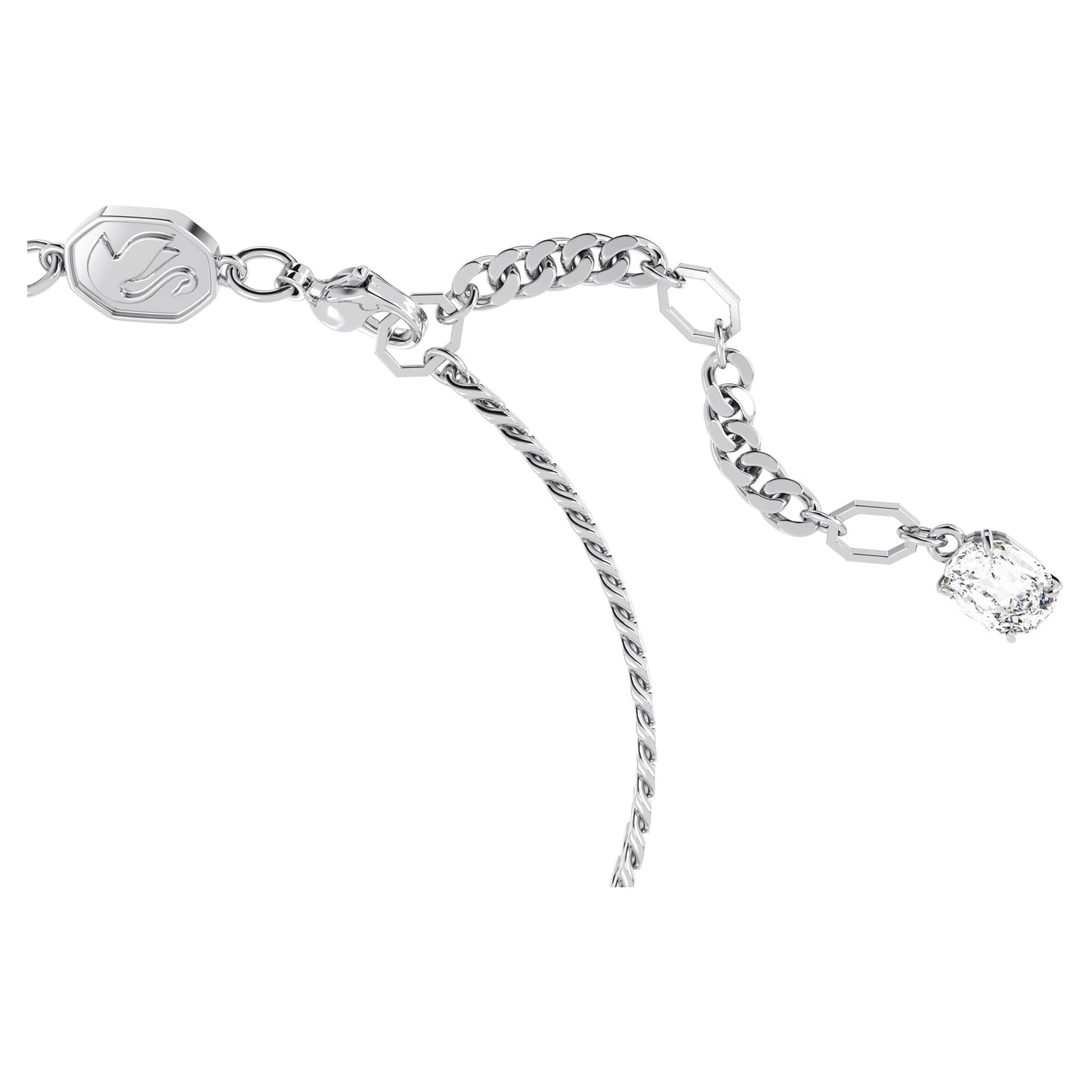 Swarovski Matrix Armband, Rhodiniertes Damenarmband im Herz-Design mit Weißen Kristallen
