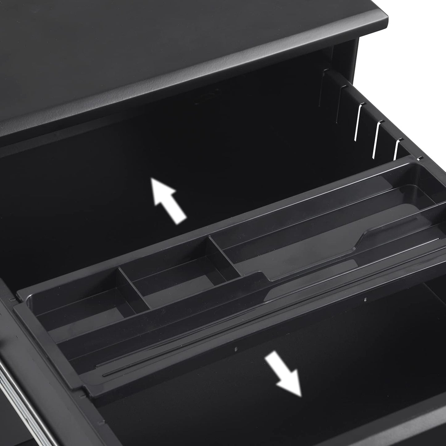 WOLTU Rollcontainer Metall, Mobiler Aktenschrank Büroschrank mit 3 Schubladen Bürocontainer, abschließbares und verstellbares Hängeregister, vormontiert, Büro, Home Office Schwarz SK024sz