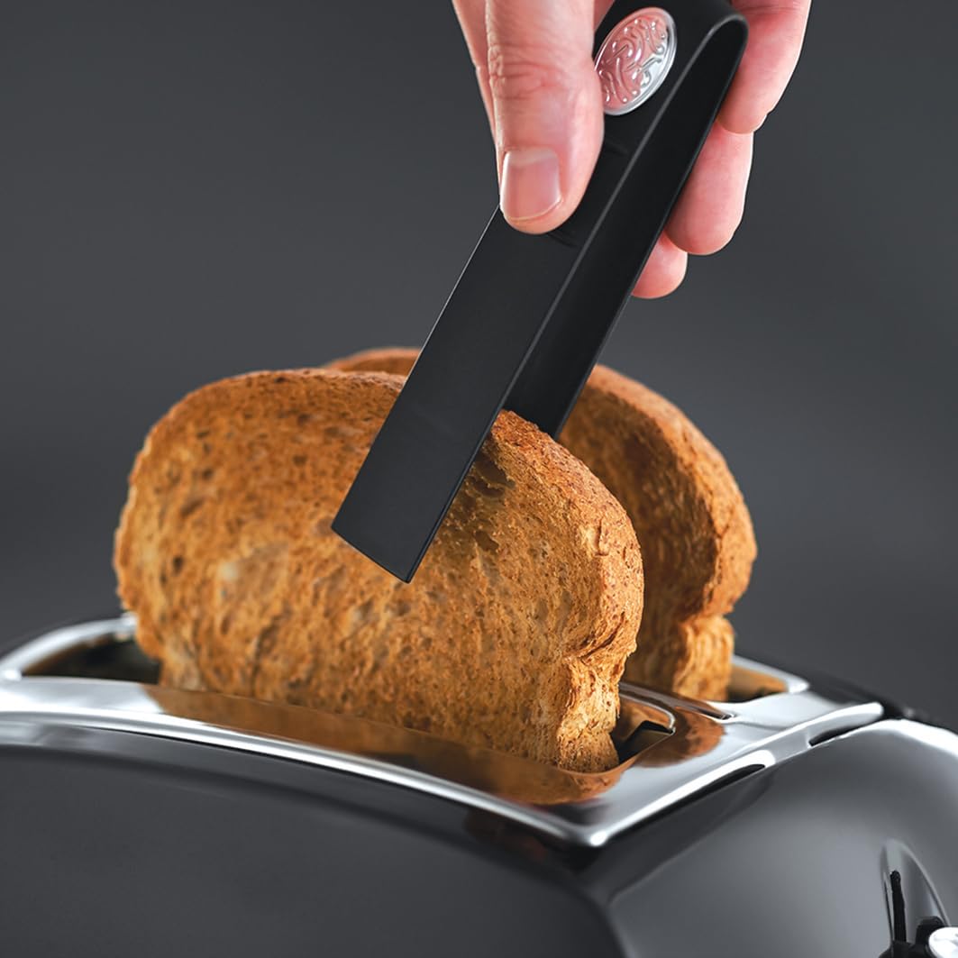 Russell Hobbs Toaster [für 2 Scheiben] Textures+ (extra breite Toastschlitze, inkl. Brötchenaufsatz & integrierte Toast-Zange, 6 Bräunungsstufen + Auftau- & Aufwärmfunktion, 850W) 22601-56