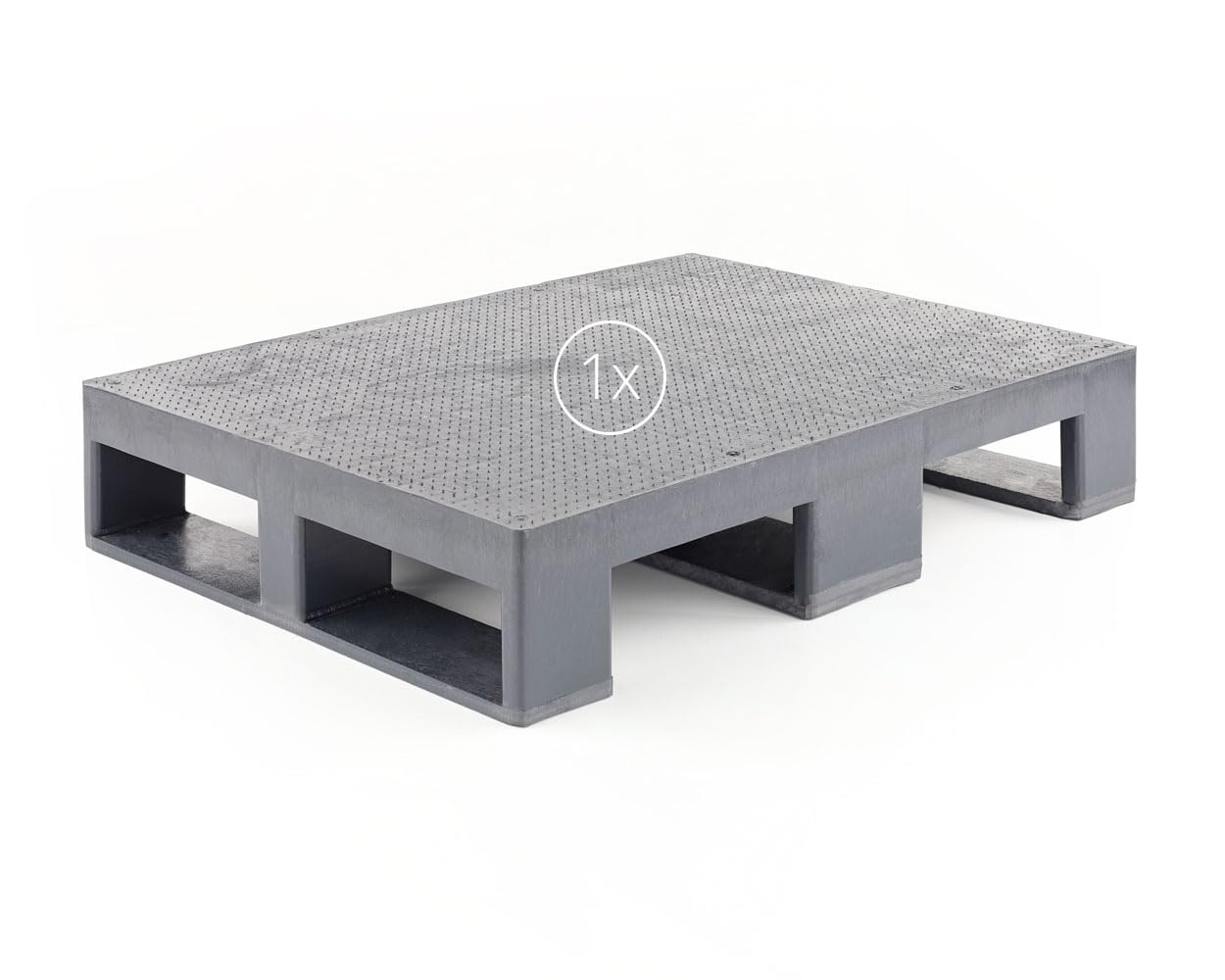 Kunststoff Halbpalette 80 x 60 im halben Europaletten-Maß | bis 2.500 kg statische Traglast | 3 Kufen | 800 x 600 mm | schwarz | ohne Holz (1, Anti-Rutsch-Oberfläche, schwarz)