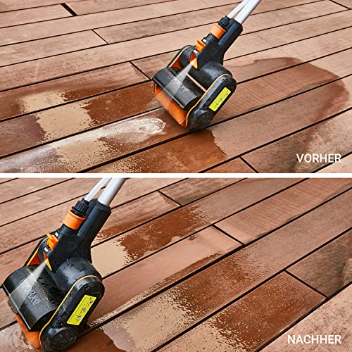 WORX WG441E.9 Akku-Multi-Bürste 20V -multifunktionale Oberflächenbürste für Stein-& Holfzflächenreinigung & Unkrautentfernung -integrierter Wasseranschluss -PowerShare kompatibel-ohne Akku & Ladegerät