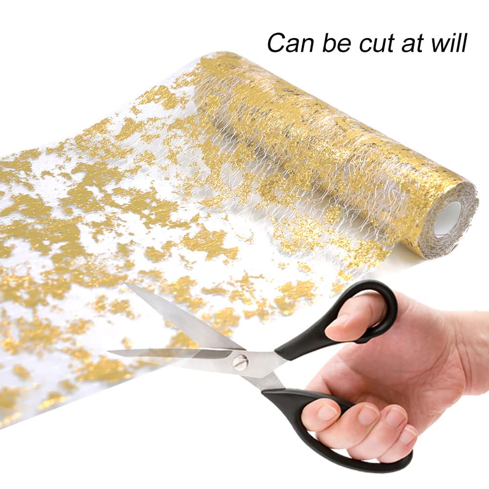 5M x 28CM Tischläufer Gold Tischband Glänzend Goldene für Partys Hochzeit Geburtstage Weihnachten Tischdeko