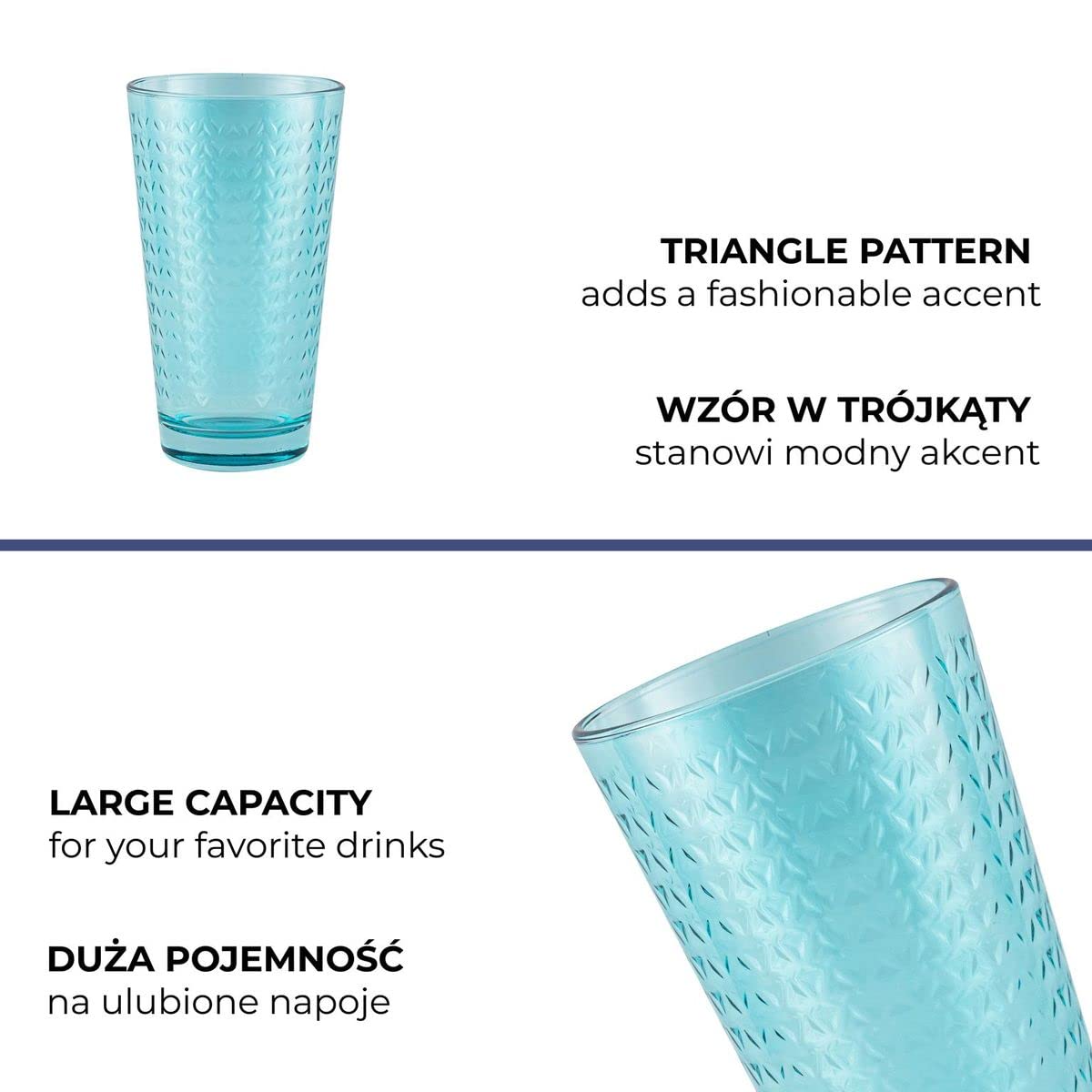 TREND FOR HOME Gläser Bunt 6er Set Trinkgläser 360 ml Cocktailgläser Wassergläser Set Bunt Longdrinkgläser Glas Tumbler Bunte Gläser Caipirinha Trinkglas Wasserglas Geometrisches Muster | Tressa