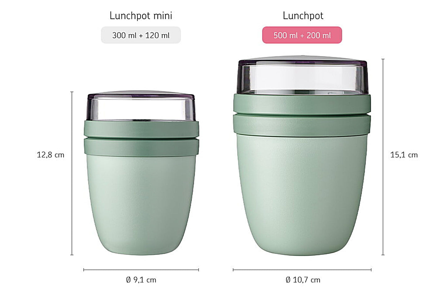 Mepal Müslibecher to go, praktischer Joghurtbecher to go - Unterteilung für Joghurt & Müsli - Geeignet für Gefrierschrank, Mikrowelle & Spülmaschine - 500 ml + 200 ml - Nordic Sage