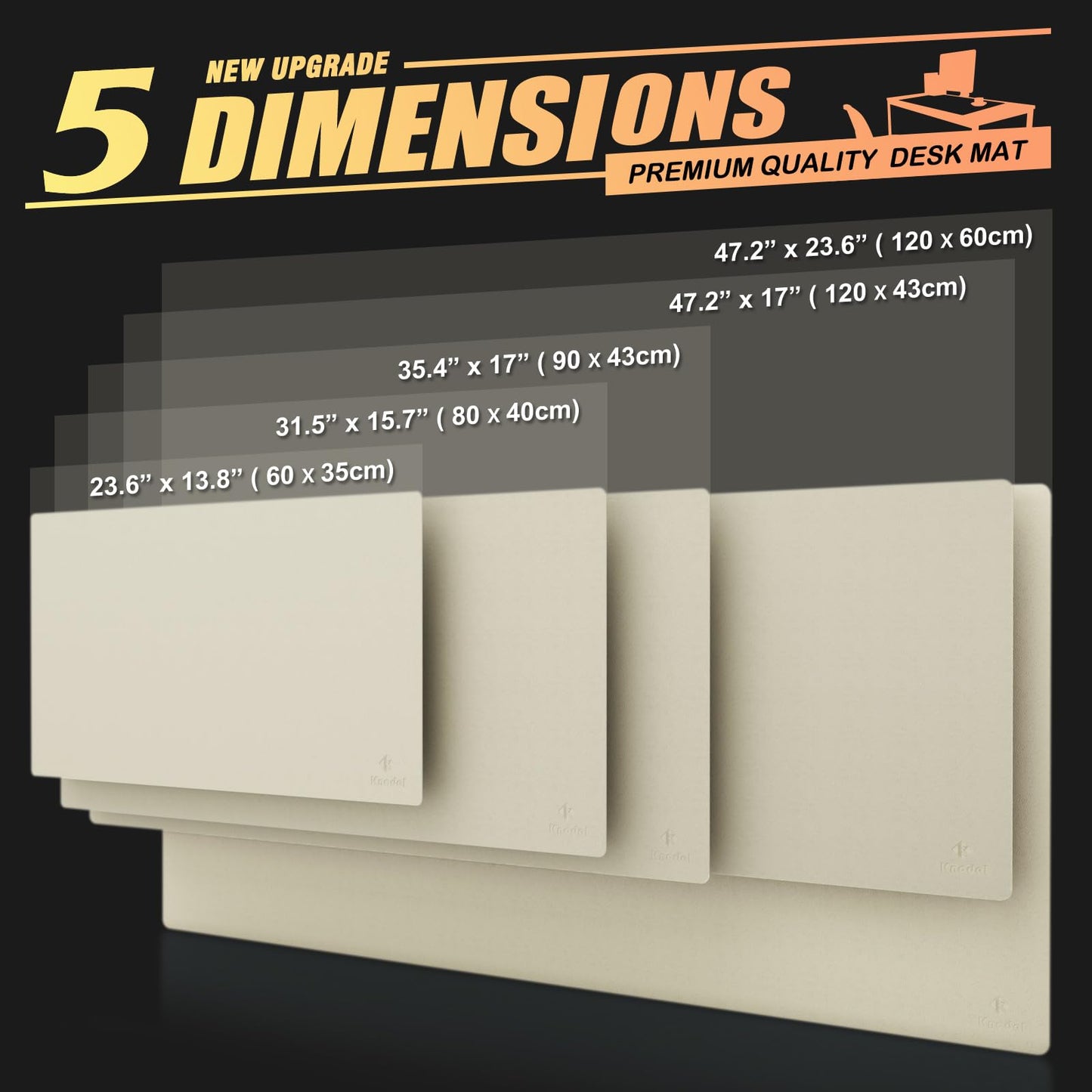 K KNODEL Tischunterlage, Schreibtischunterlage, 90 x 43cm PVC Tischunterlage, Laptop Tischunterlage, wasserdichte Schreibunterlage für Büro- oder Heimbereich, doppelseitig (Elfenbein Creme/Weiß)