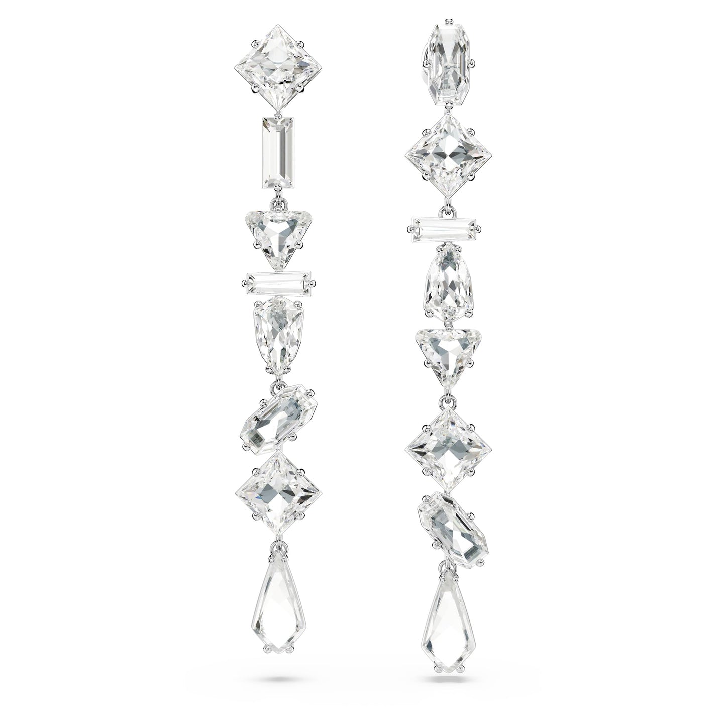 Swarovski Mesmera Drop-Ohrhänger, Weiße und Rhodinierte Ohrringe mit Strahlenden Swarovski Kristallen