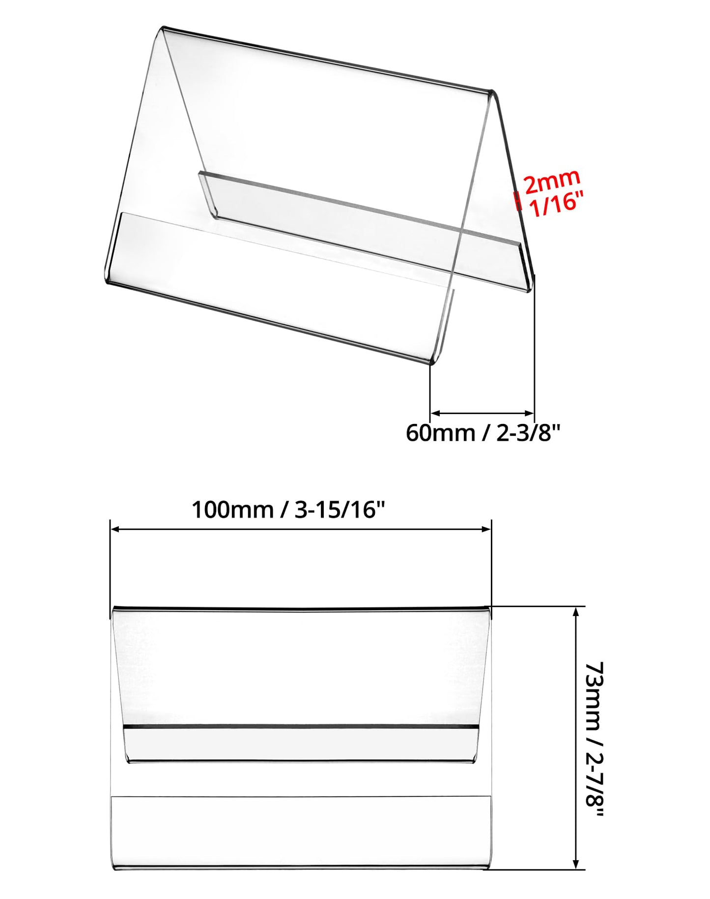 QWORK® 10er Pack 10x6 cm Acryl Tischaufsteller Namensaufsteller Halter, 2mm Verdickt Dachform Doppelseitige Tischaufsteller für Namensschild und Preisschild