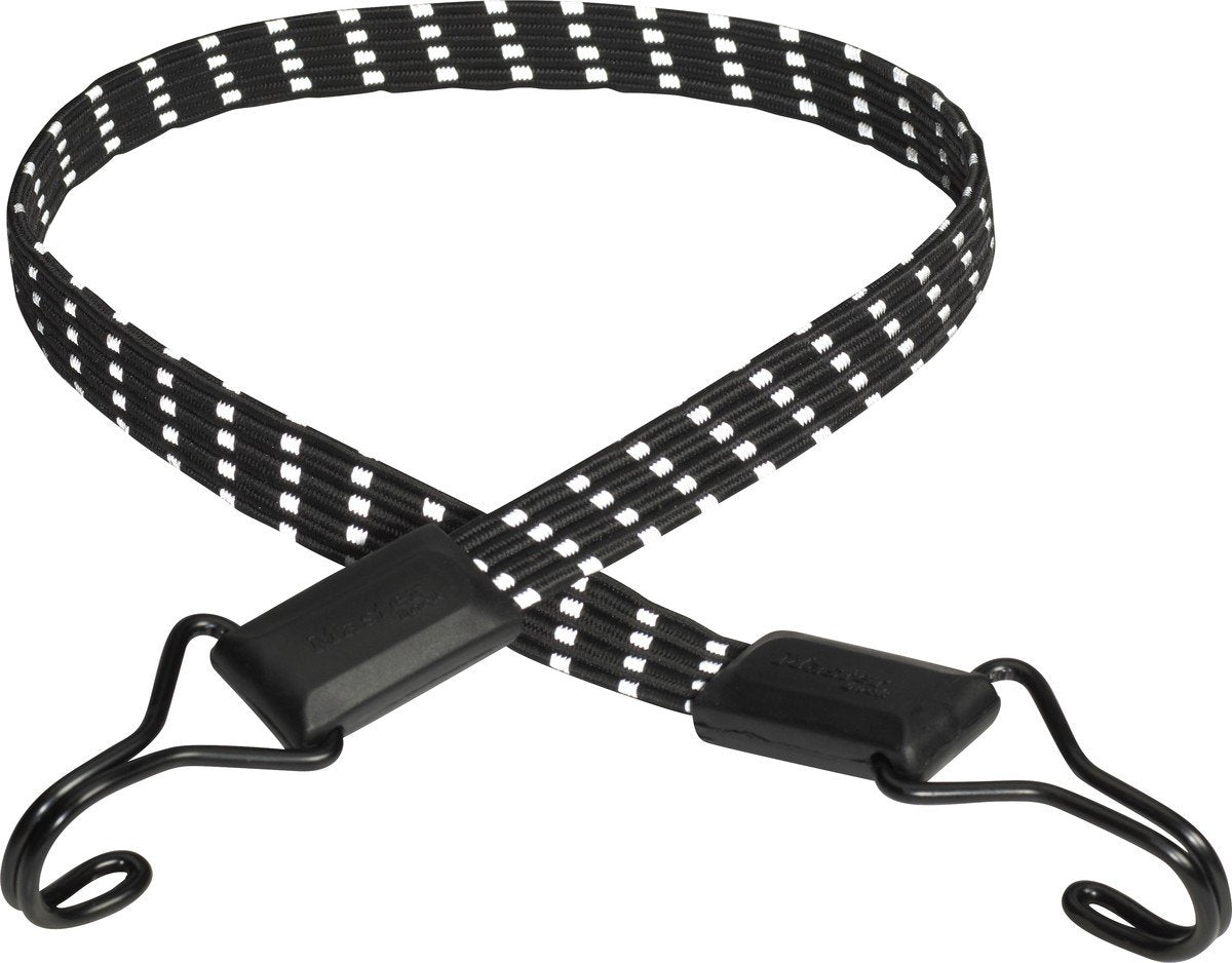 Master Lock 3229EURDAT Flaches Gummi-Spannseil mit Haken [80 cm langes Spannseil] [Reflektierendes Spannseil] [Doppelter Invershaken] - Ideal zum Transportieren, Verpacken und Sichern von Lasten