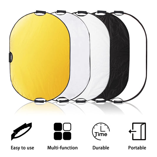 Selens 5-in-1 80x120cm Oval Reflektor Tragbarer Faltbarer für Fotografie Fotostudio Beleuchtung und Außenbeleuchtung Portrait Fotografie
