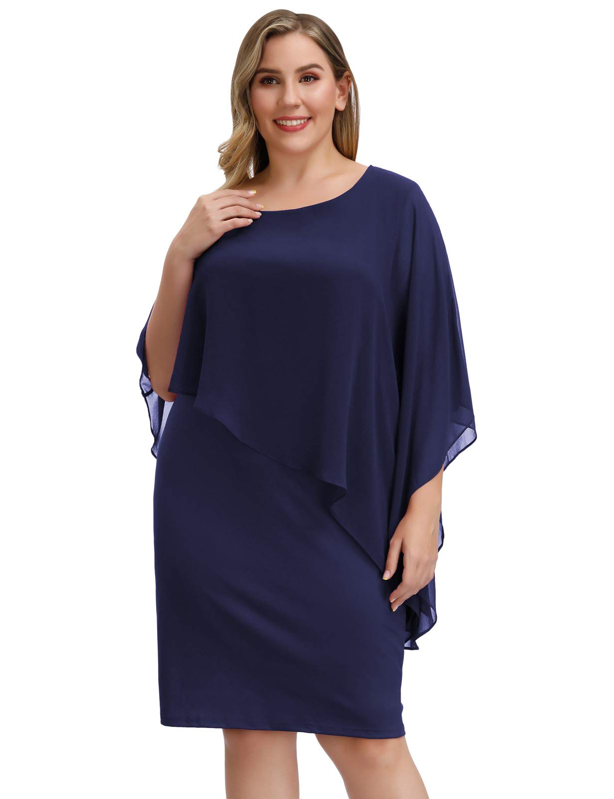 Hanna Nikole Female Plus Size Vintage Cocktailkleid Festliche Kleider mit Reißverschluss Navy Blau XL
