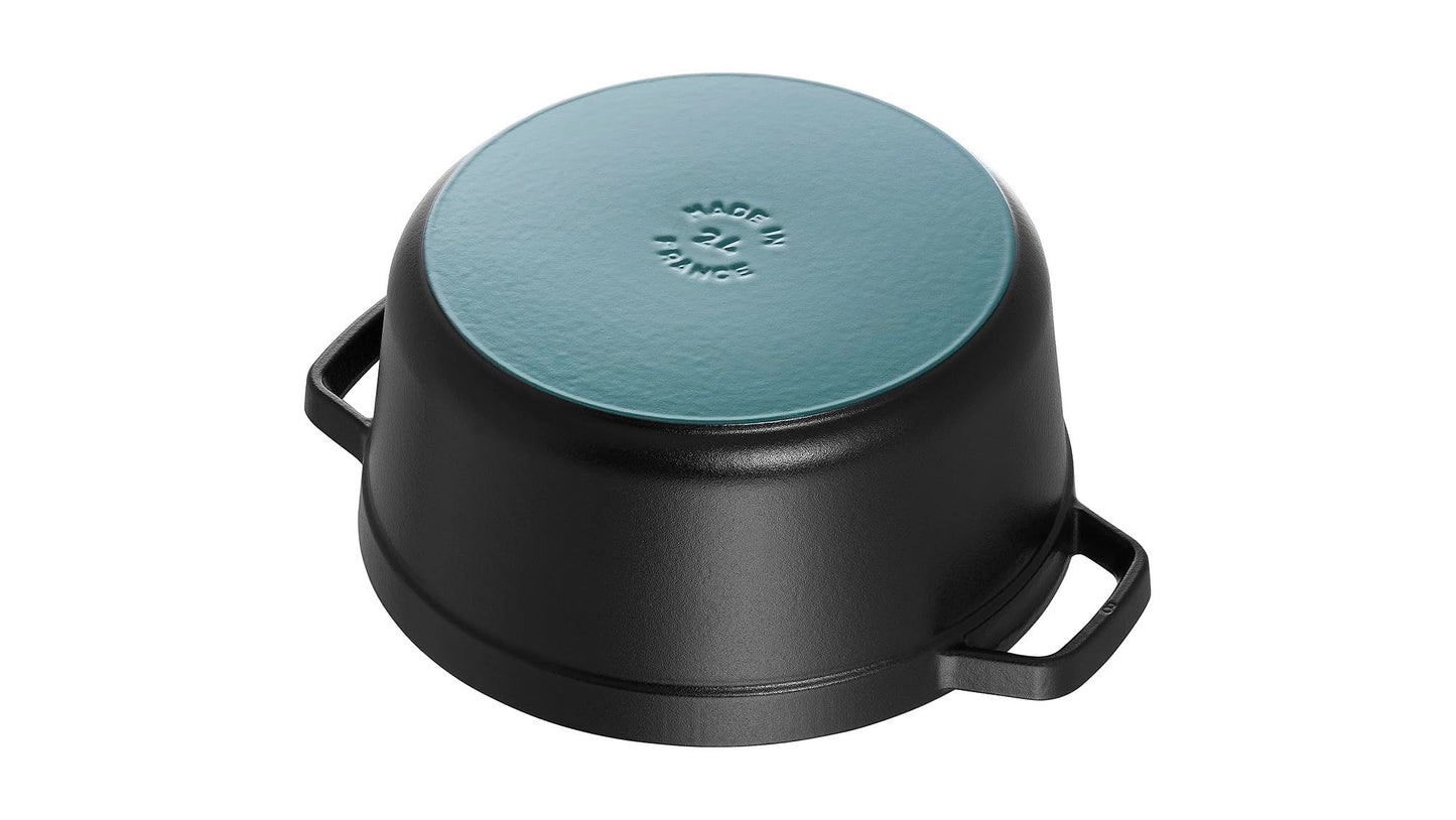 STAUB Gusseisen Bräter/Cocotte, Rund 34 cm, 12,6 L, Aromaregen Funktion für optimale Befeuchtung, Für alle Herdarten inkl. Induktion & Backofen, Schwarz