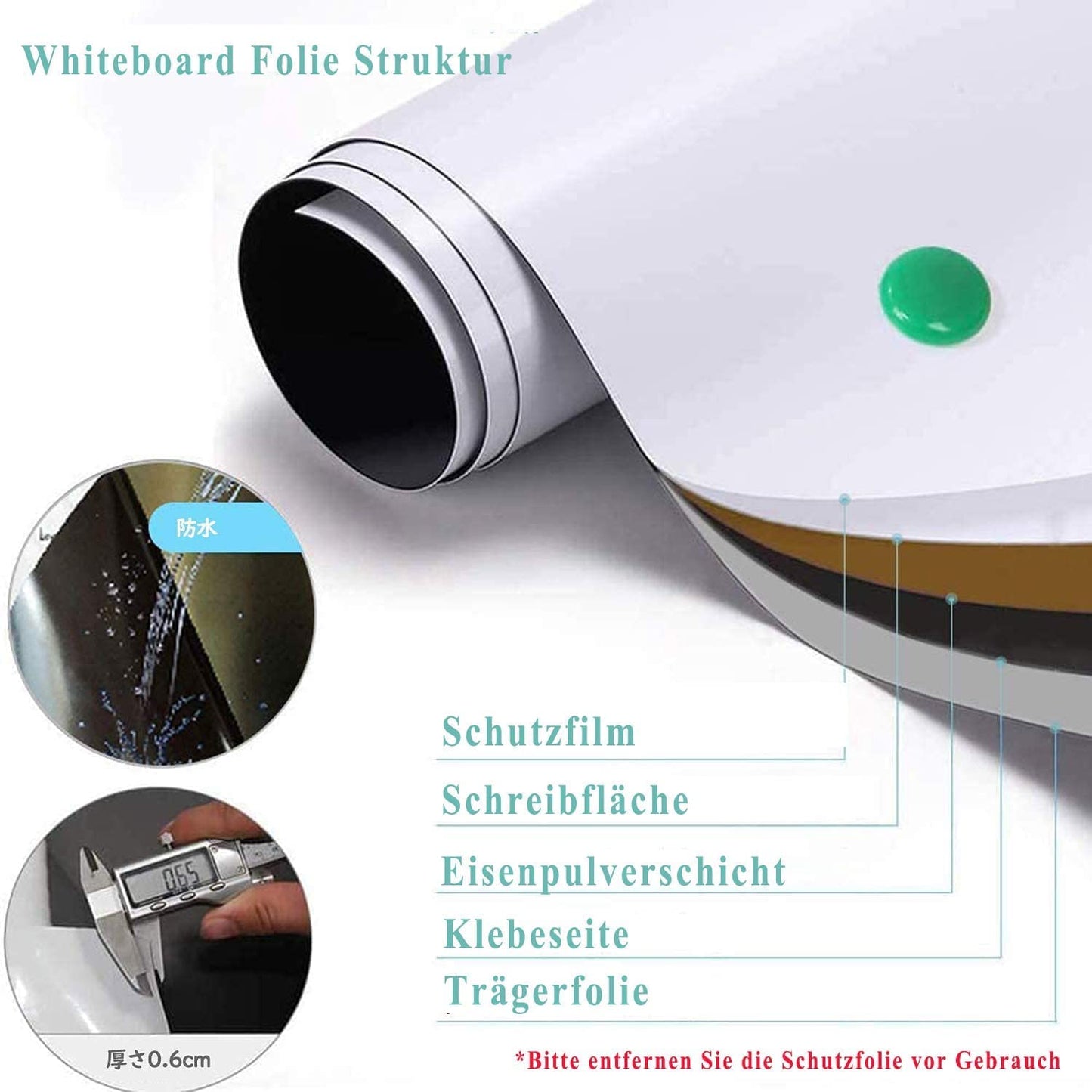 Lyzzxi Whiteboard Folie, 120 * 90cm Magnetisch Selbstklebend Weißwandtafel Folie, Whiteboard Sticker DIY, Inklusive Marker und Schwamm, Wandfolie für glatten Oberflächen in Schule Büro Haus