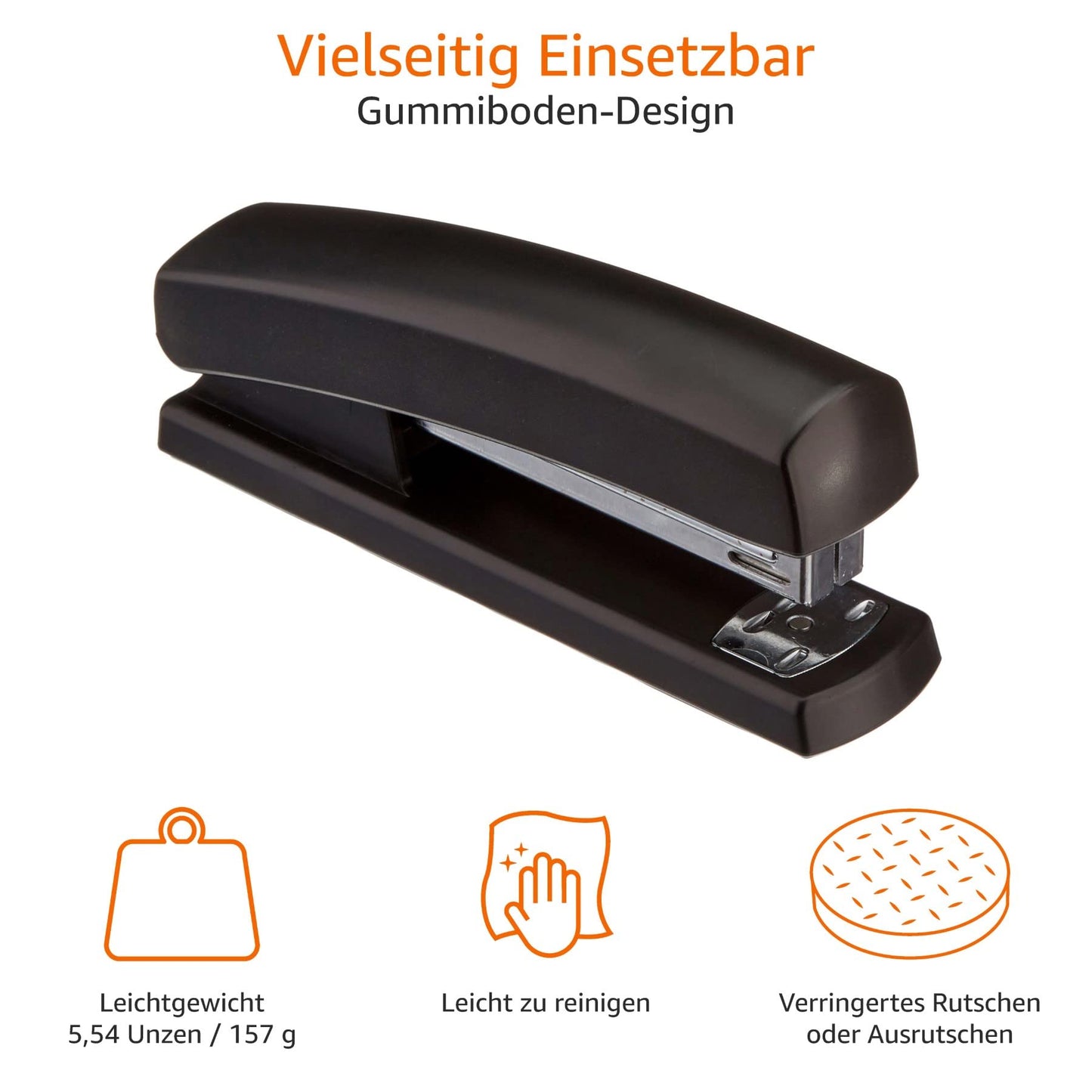 Amazon Basics Heftgerät mit 1.000 Heftklammern, 1-pro Packung, Schwarz