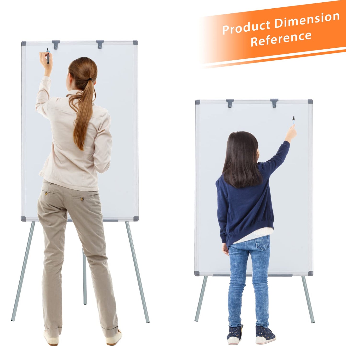 MAKELLO Flipchart 90x60cm, Whiteboard mit Ständer, Höhenverstellbar, Trocken Abwischbar, Tragbare, Magnetische, Flipcharts für Büro