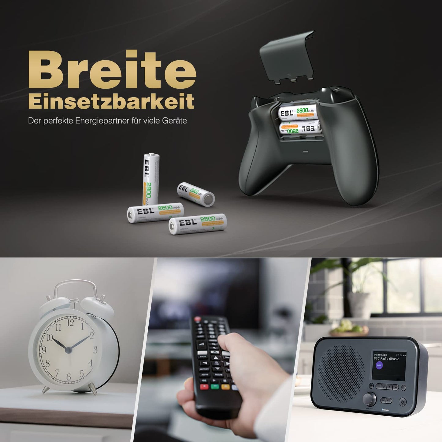 EBL Akku AA - wiederaufladbare AA Batterien 8 Stück mit hoher Kapazität 2800mAh,1,2V Mignon AA Batterien