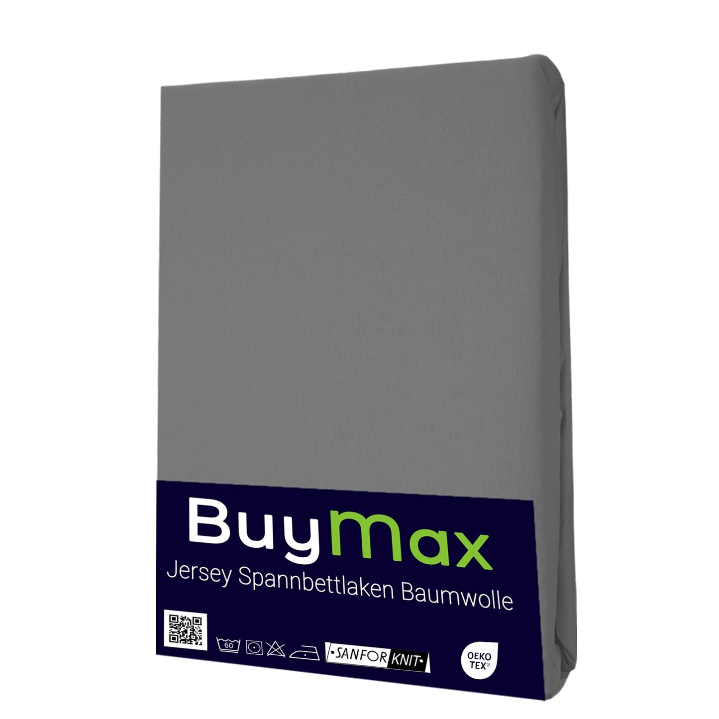 Buymax® Spannbettlaken 140x200cm Baumwolle 100% Spannbetttuch Bettlaken Jersey, Matratzenhöhe bis 25 cm, Farbe Anthrazit-Grau ÖKO TEX Standard
