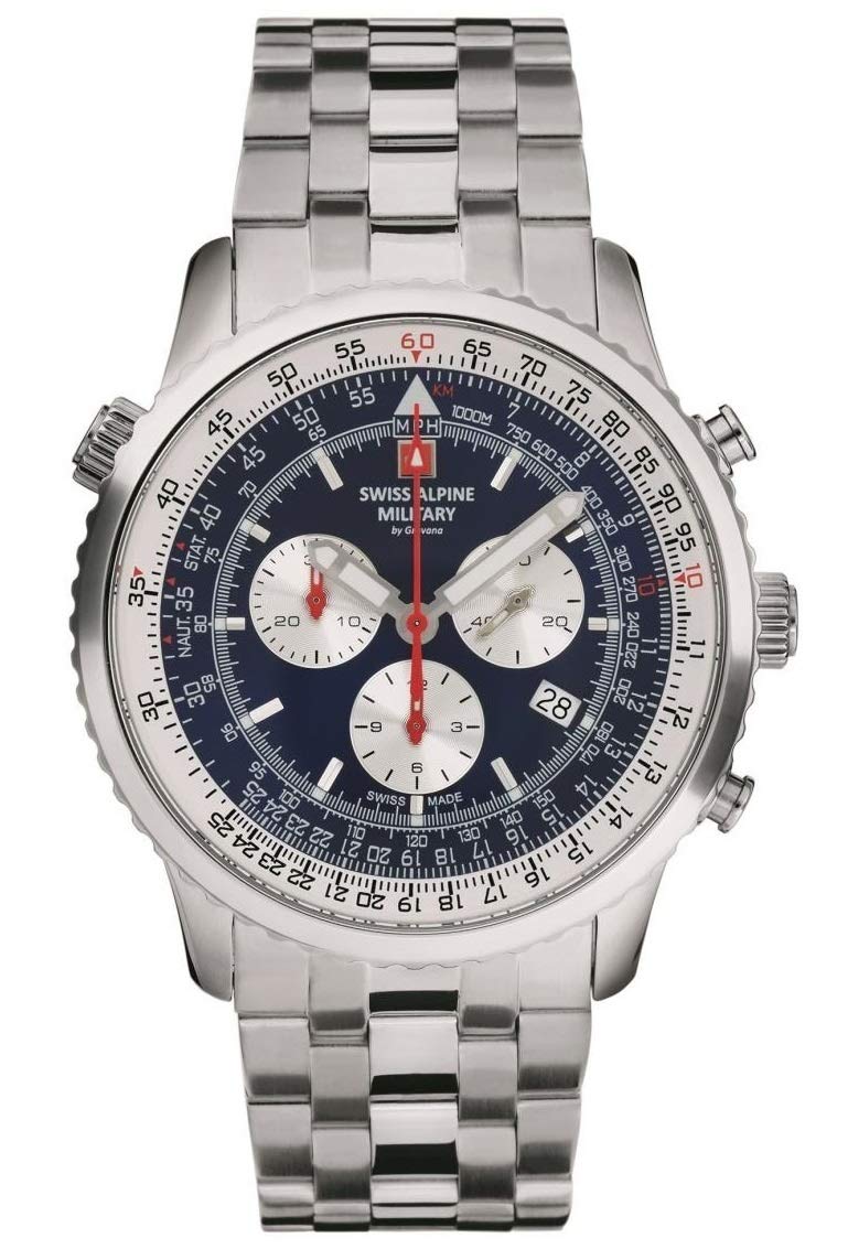 Swiss Alpine Military Herren Uhr Chronograph Analog Quarz 7078.9135SAM Edelstahl