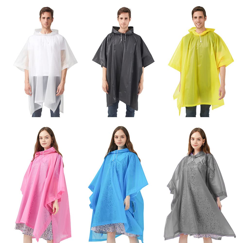 2 Stück Regenponcho, EVA Wiederverwendbarer Tragbarer Unisex-Regencape für Survive, Fahrrad, Wandern, Camping, Angeln, Konzert, Stadion, Festival (Schwarz)