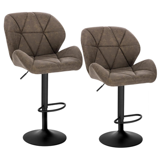 WOLTU Barhocker 2er Set Barstuhl Tresenhocker Bistrohocker Designer Hocker mit Rückenlehne, höhenverstellbar, drehbar, Kunstleder Stahl, Dunkelbraun