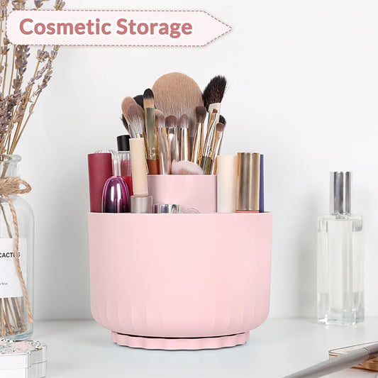SKYDUE Schreibtisch Organizer, 360 Grad Stiftehalter Drehbar, Stifte Organizer Mit 5 Fächern, Stiftehalter Schreibtisch Für Büro, Schule, Zuhause(Hellrosa)