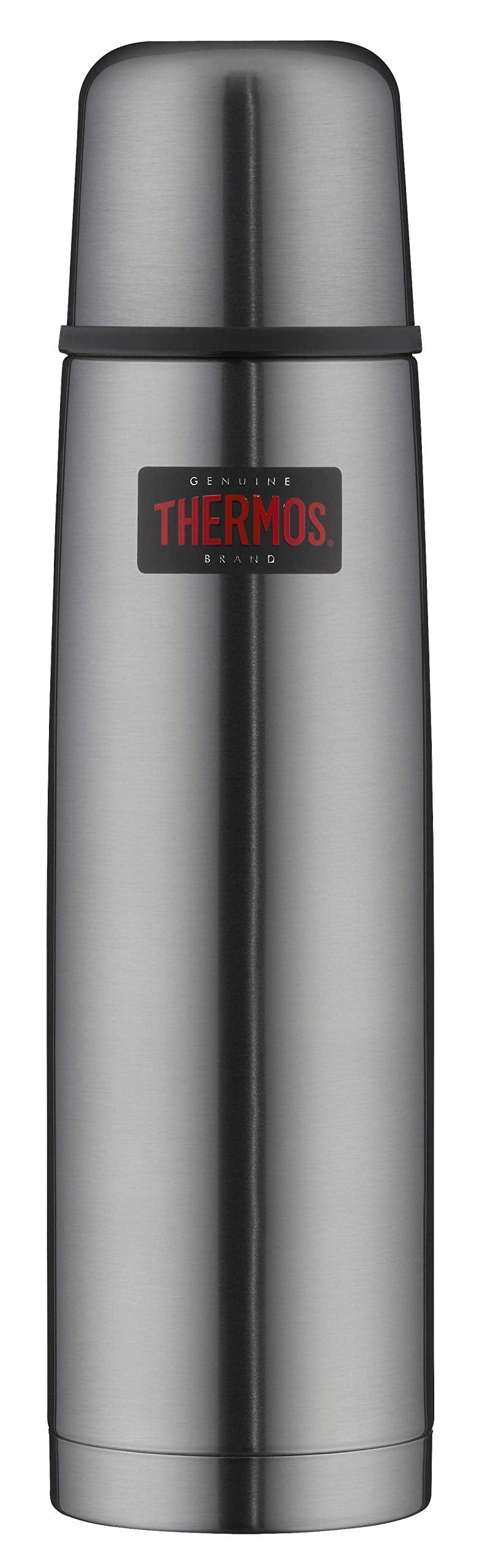 THERMOS LIGHT & COMPACT BEVERAGE BOTTLE 1l, stone grey, Thermosflasche Edelstahl, Isolierflasche grau mit Trinkbecher, 24 h heiß / 24 h kalt, spülmaschinenfest, absolut dicht, BPA-frei