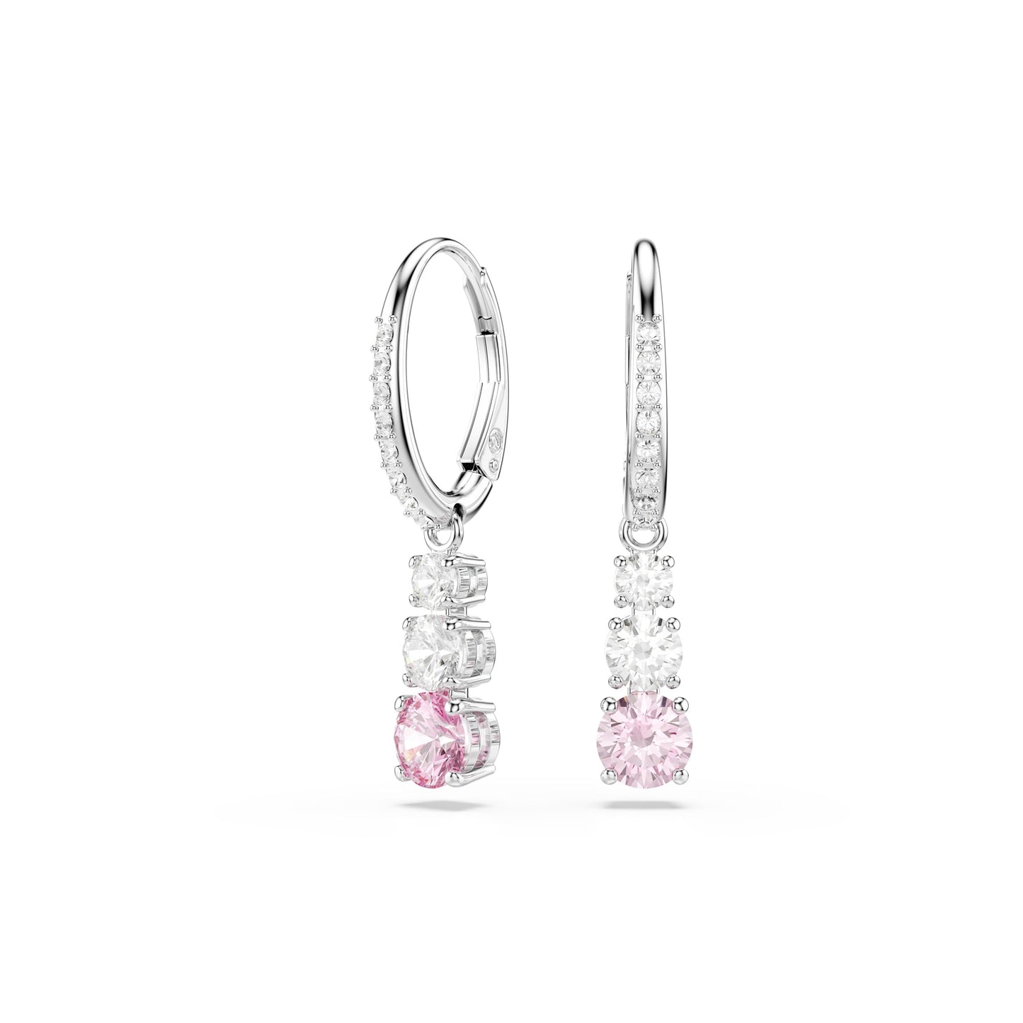 Swarovski Attract Trilogy Drop-Ohrhänger, Rosane, Rhodinierte Ohrringe mit Strahlenden Swarovski Kristallen im Rundschliff