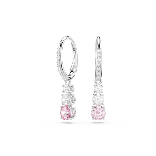 Swarovski Attract Trilogy Drop-Ohrhänger, Rosane, Rhodinierte Ohrringe mit Strahlenden Swarovski Kristallen im Rundschliff