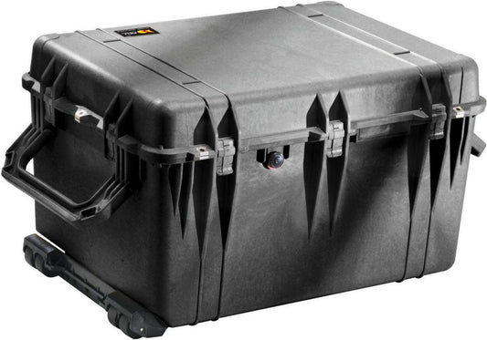 PELI 1660 Stoßfestes Case für Fragiles Equipment mit Rollen und Teleskopgriff, IP67 Wasser- und Staubdicht, 160L Volumen, Mit Schaumstoffeinlage (Anpassbar), Schwarz