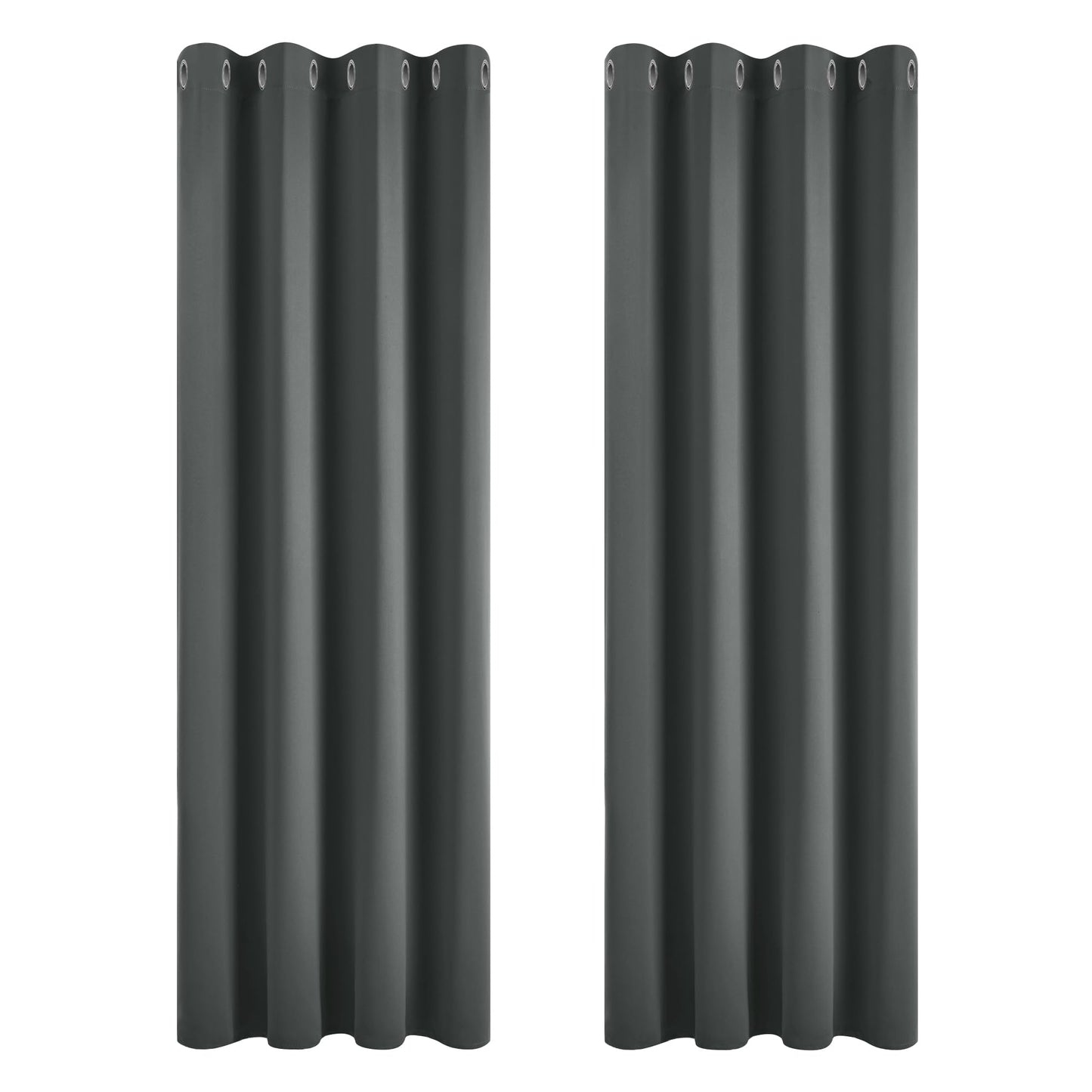 Deconovo Thermovorhang Kälteschutz Gardinen mit Ösen 175x140 cm(HöhexBreite) Blickdichte Vorhänge Schlafzimmer Blackout Curtain Verdunkelung Wärmeisolierend, Dunkelgrau, 2er Set