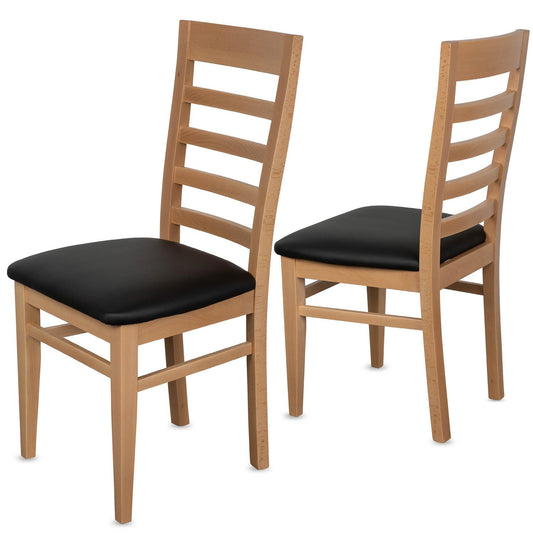 Staboos CH62 Esszimmerstuhle 2er Set Holz Stuhl bis 150 kg - Fertig montiert - Küchenstuhl gepolstert - massiv Holz Buche (Natur - Schwarz)