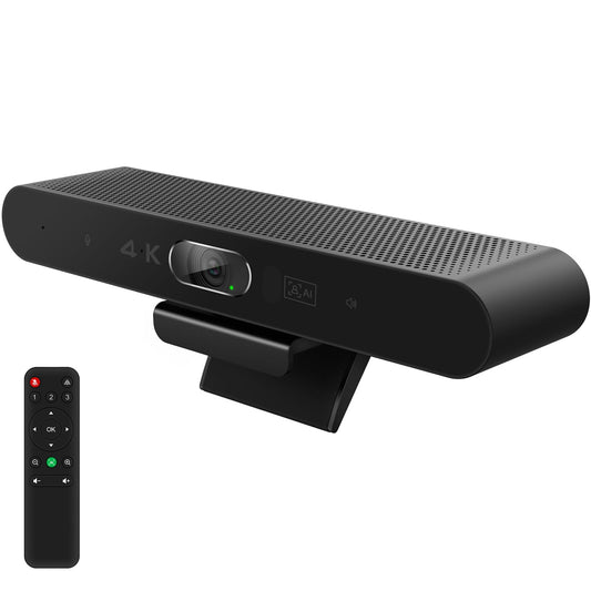 RayBit 4K Videokonferenz-Webcam mit Mikrofon und Lautsprecher, AI-Powered Kamera für Videokonferenz mit Fernbedienung für Windows TV/Meeting Room/PC/Desktop-Computer/Zoom/Teams/Skype/USB Plug&Play