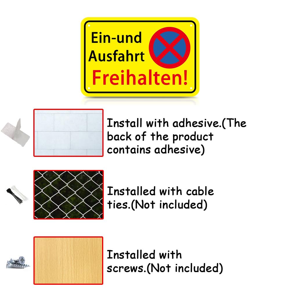Einfahrt Ausfahrt Freihalten Schilder Metall Aluminium, 30X20 cm,Parken Verboten Schild Eingang Freihalten Auch Gegenüber, Warnschilder Verbotsschilder Zufahrt Freihalten