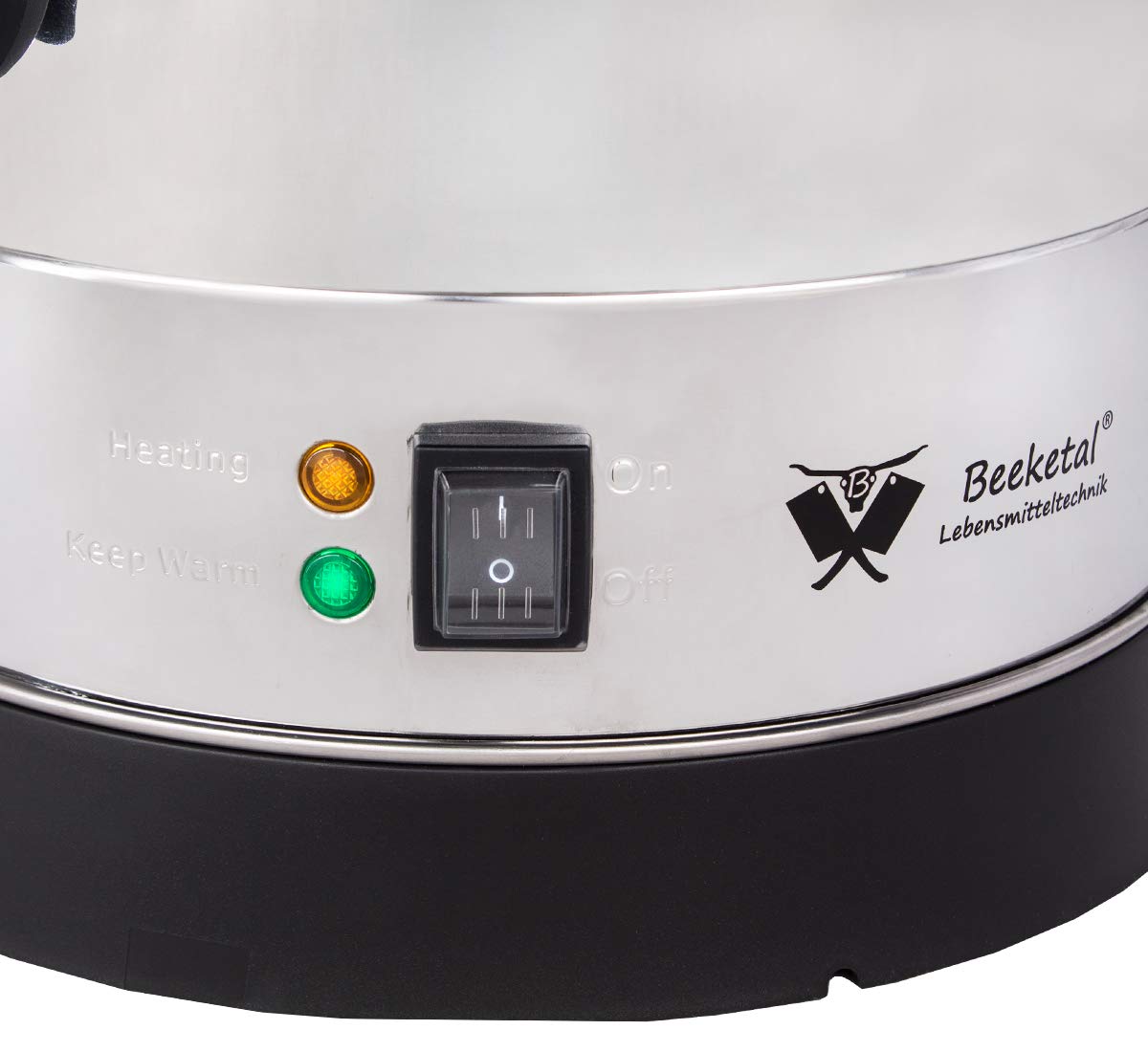 Beeketal BGWK10 Profi Glühweinkocher, Edelstahl, 10L Gastro Heißgetränkespender mit Thermostat 30-110°C, Anti-Tropf-Zapfhahn und Füllstandsanzeige
